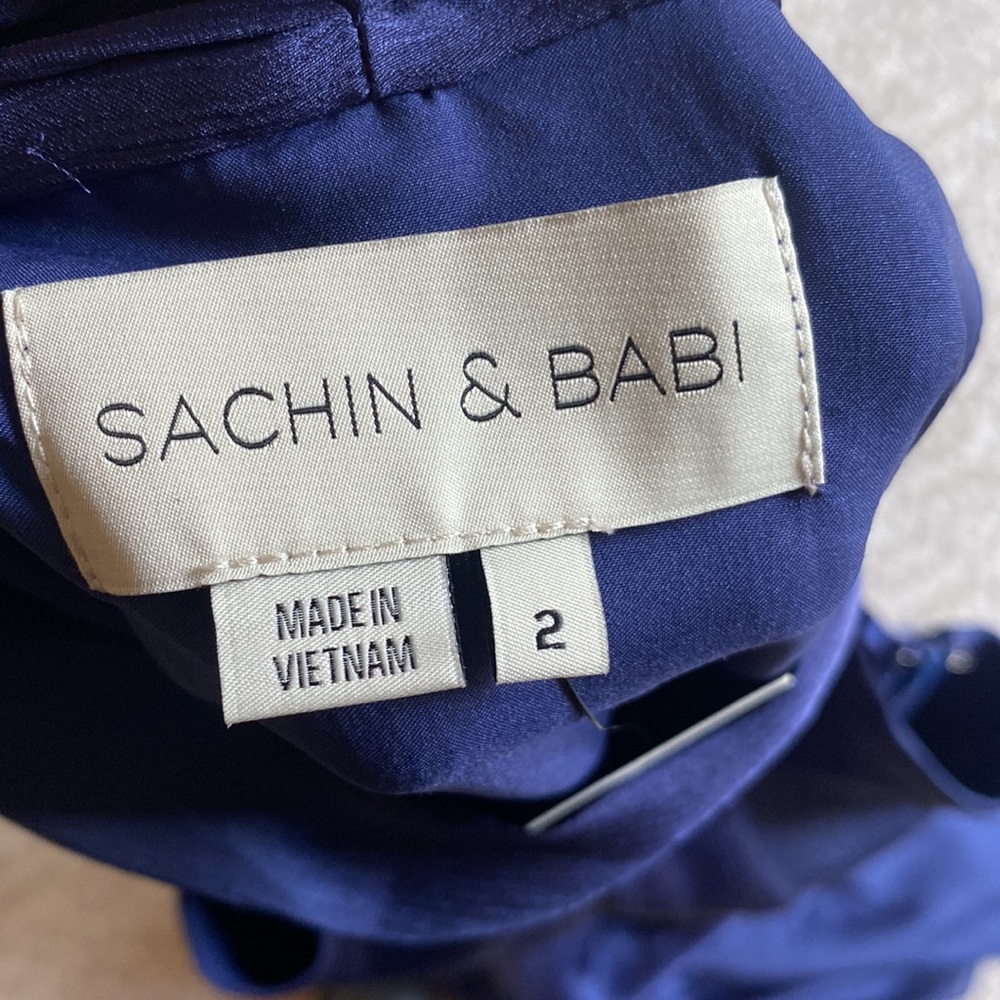 NWT Sachin + Babi Kayla Full-Length Satin Gown in Deep Cobalt, size 2 - Picture 8 of 12
